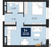 1 - комн.  квартира, 42.4 м², 15/20 эт.
