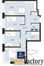 3 - комн.  квартира, 67.17 м², 2/8 эт.