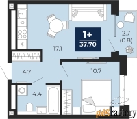 1 - комн.  квартира, 37.7 м², 15/16 эт.