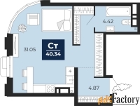 1 - комн.  квартира, 40.34 м², 3/14 эт.