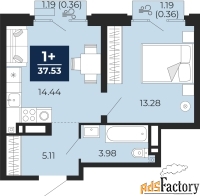 1 - комн.  квартира, 37.53 м², 5/9 эт.