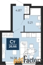 1 - комн.  квартира, 26.66 м², 2/24 эт.
