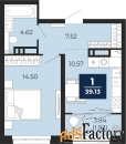 1 - комн.  квартира, 39.13 м², 13/21 эт.