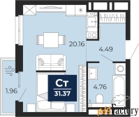 1 - комн.  квартира, 30 м², 8/20 эт.