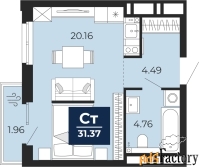 1 - комн.  квартира, 30 м², 13/20 эт.