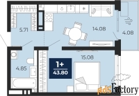 1 - комн.  квартира, 40.94 м², 2/20 эт.