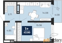 1 - комн.  квартира, 40.94 м², 17/20 эт.