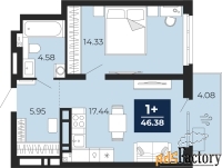 1 - комн.  квартира, 43.52 м², 2/20 эт.