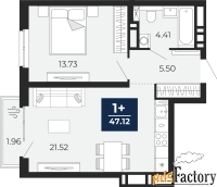 1 - комн.  квартира, 45.75 м², 8/20 эт.