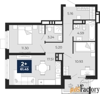 2 - комн.  квартира, 58.99 м², 8/20 эт.