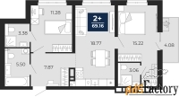 2 - комн.  квартира, 66.3 м², 2/12 эт.