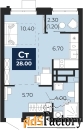 1 - комн.  квартира, 26.8 м², 15/24 эт.