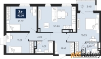 3 - комн.  квартира, 89.76 м², 13/20 эт.