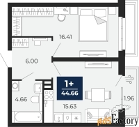 1 - комн.  квартира, 43.29 м², 2/20 эт.