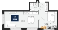 1 - комн.  квартира, 45.96 м², 23/24 эт.