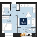 1 - комн.  квартира, 38.43 м², 2/10 эт.