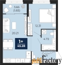 1 - комн.  квартира, 45.28 м², 2/12 эт.