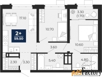 2 - комн.  квартира, 59.5 м², 3/24 эт.