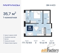 1 - комн.  квартира, 35.7 м², 13/14 эт.