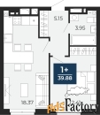 1 - комн.  квартира, 39.88 м², 24/24 эт.