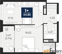1 - комн.  квартира, 44.82 м², 3/21 эт.