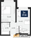 1 - комн.  квартира, 37.26 м², 1/21 эт.