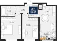 2 - комн.  квартира, 54.64 м², 10/21 эт.