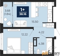 1 - комн.  квартира, 38.16 м², 12/17 эт.
