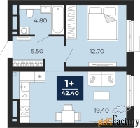 1 - комн.  квартира, 42.4 м², 15/24 эт.