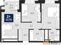 2 - комн.  квартира, 54.4 м², 3/16 эт.