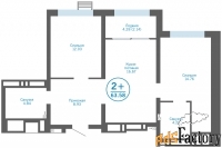 2 - комн.  квартира, 63.58 м², 5/24 эт.