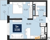 1 - комн.  квартира, 39.16 м², 2/20 эт.