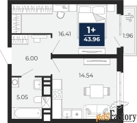 1 - комн.  квартира, 42.59 м², 8/20 эт.