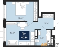 1 - комн.  квартира, 40.14 м², 11/24 эт.