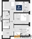 2 - комн.  квартира, 60.62 м², 1/20 эт.