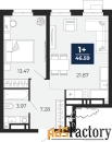 1 - комн.  квартира, 46.59 м², 13/24 эт.