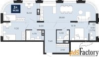 3 - комн.  квартира, 95.8 м², 9/14 эт.