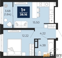 1 - комн.  квартира, 38.16 м², 13/17 эт.