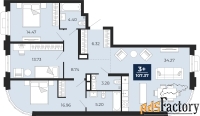 3 - комн.  квартира, 107.37 м², 2/24 эт.