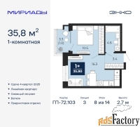 1 - комн.  квартира, 35.8 м², 8/14 эт.
