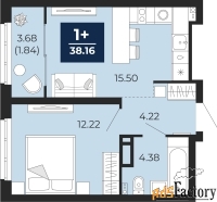 1 - комн.  квартира, 38.16 м², 6/17 эт.
