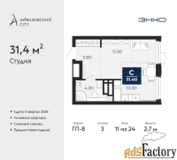1 - комн.  квартира, 31.4 м², 11/24 эт.