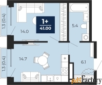 1 - комн.  квартира, 41 м², 2/16 эт.