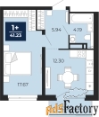 1 - комн.  квартира, 41.23 м², 3/22 эт.