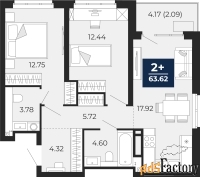2 - комн.  квартира, 63.62 м², 21/22 эт.