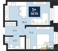 1 - комн.  квартира, 38.7 м², 2/16 эт.