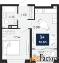 1 - комн.  квартира, 36.63 м², 12/22 эт.