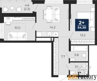 2 - комн.  квартира, 54.3 м², 12/25 эт.
