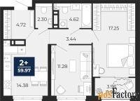 2 - комн.  квартира, 59.97 м², 7/14 эт.