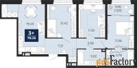 3 - комн.  квартира, 78.35 м², 2/9 эт.